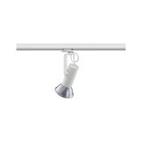 Modern white LED track spotlight with silver reflector for versatile room lighting solutions