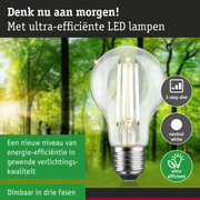 Transparante LED-lamp met E27-fitting en neutraal wit licht, energiezuinige dimbare lamp
