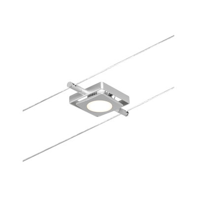 Modernes quadratisches Seil-Licht aus silbernem Metall mit integriertem LED-Spot für Wohnräume