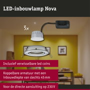 LED-inbouwlamp 3-Step-Dim Nova Coin Basisset zwenkbaar rond 84mm 50° Coin 3x6W 3x470lm 230V dimbaar 2700K Staal geborsteld