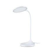 White LED desk lamp with flexible neck and touch switch for modern workspace lighting