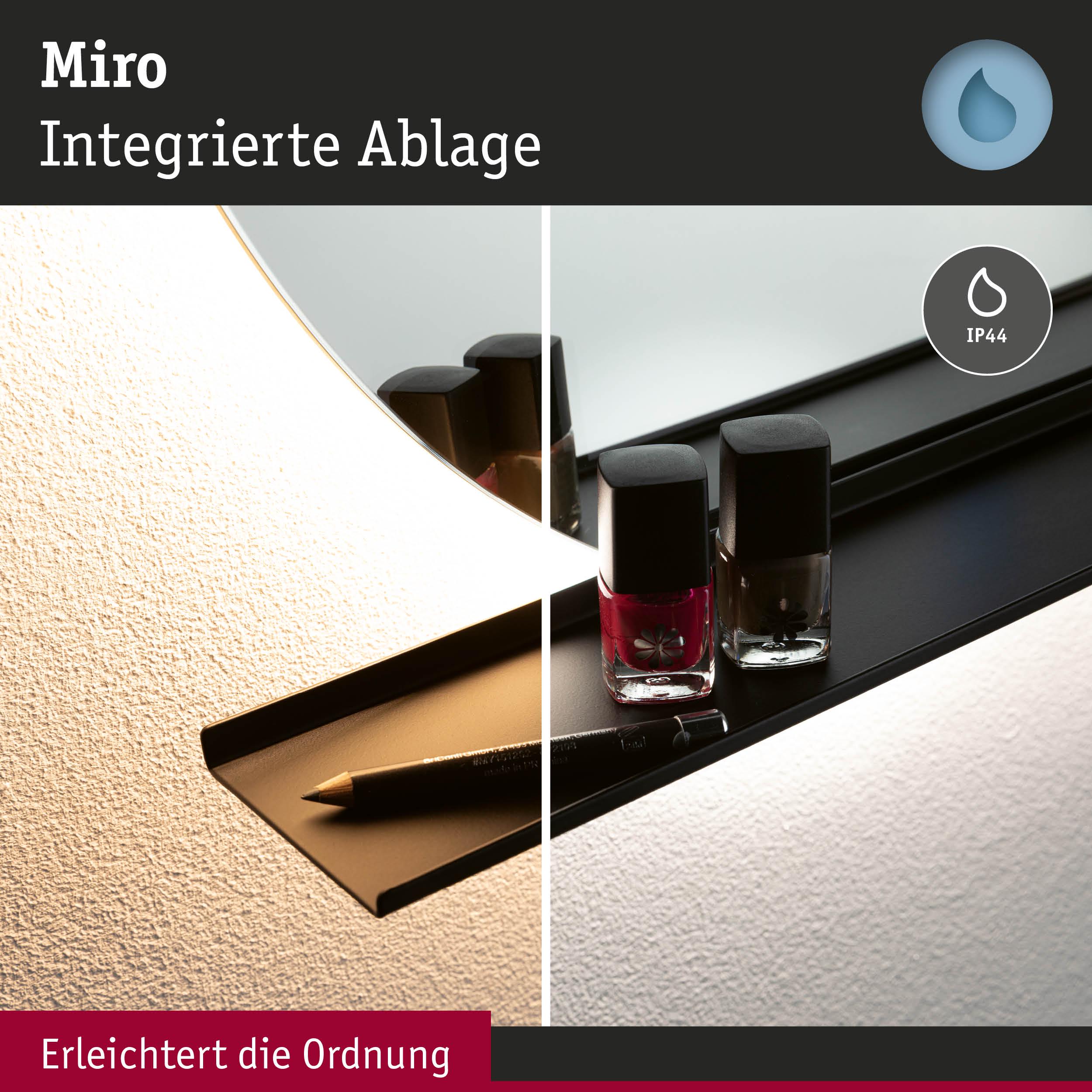 Schwarzes Miro Regal mit integrierter Ablage aus Metall für Nagellack und Stift, Bad-Ordnung leicht gemacht