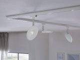 Weiße LED-Deckenleuchte mit drei verstellbaren runden Leuchtköpfen aus Metall für moderne Raumbeleuchtung