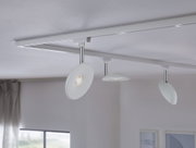 Moderne weiße LED-Deckenleuchte mit verstellbaren runden Leuchtenschirmen aus Metall für Wohnräume
