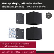 Plaque de montage magnétique noire avec vis et adhésif pour fixation murale flexible