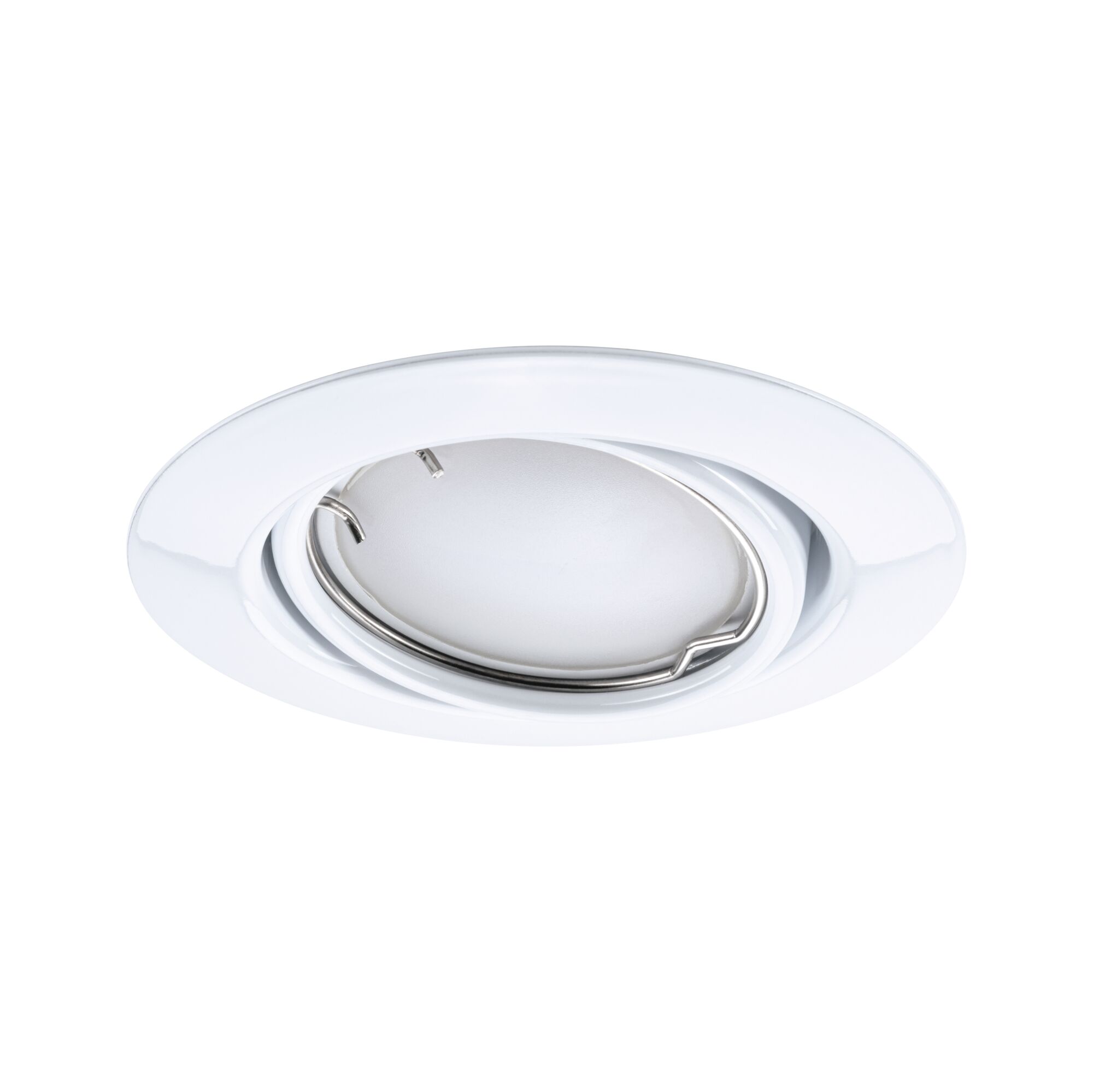 Round white metal recessed spotlight with adjustable LED lamp for flexible lighting solutions