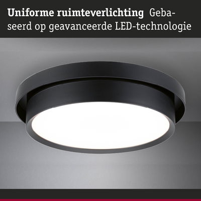 Ronde zwarte LED-plafondlamp met witte diffuser voor uniforme ruimteverlichting