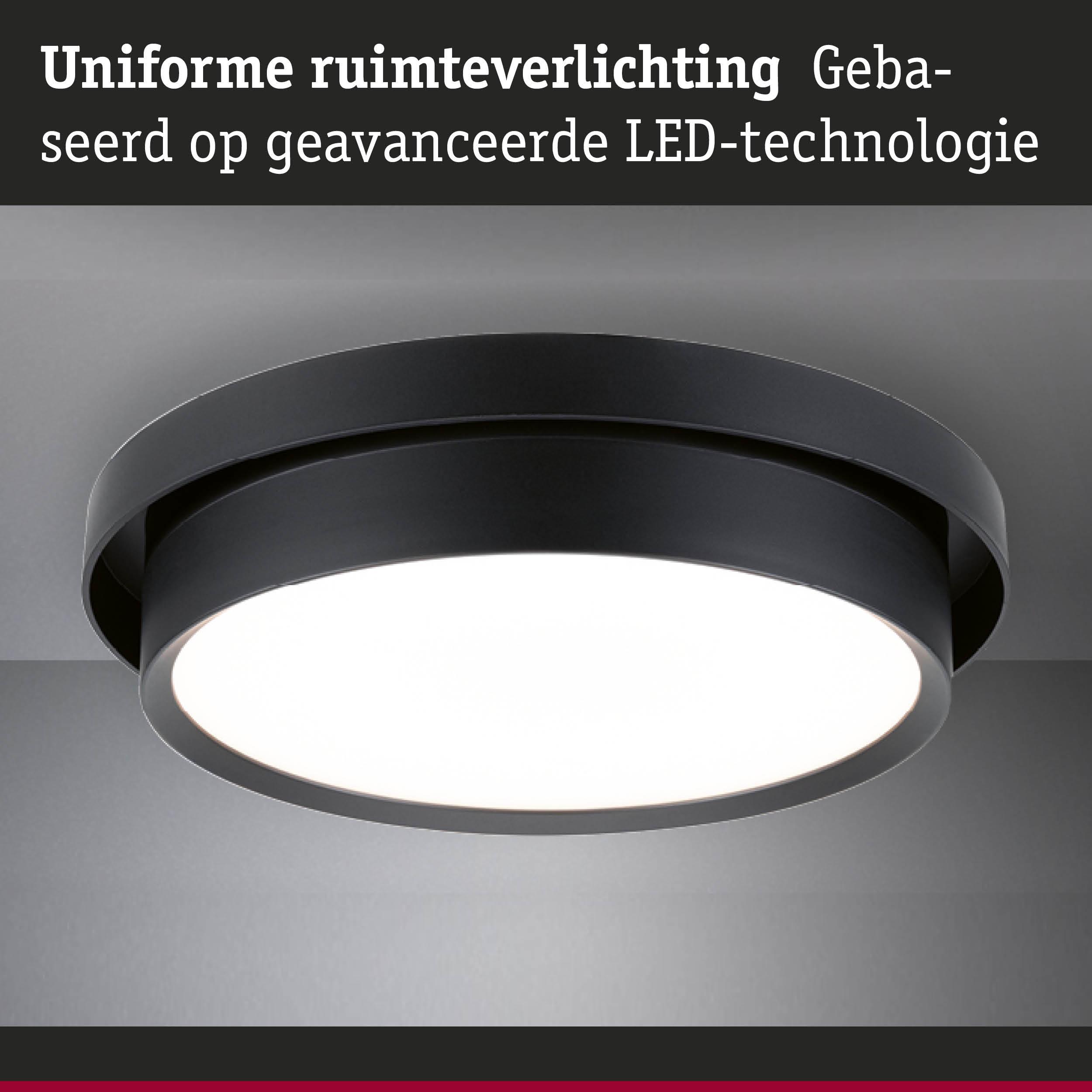 Ronde zwarte LED-plafondlamp met witte diffuser voor uniforme ruimteverlichting