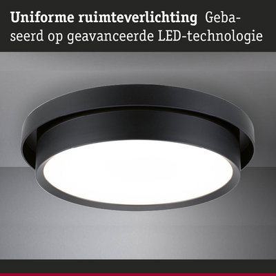 Ronde zwarte LED-plafondlamp met witte diffuser voor uniforme ruimteverlichting