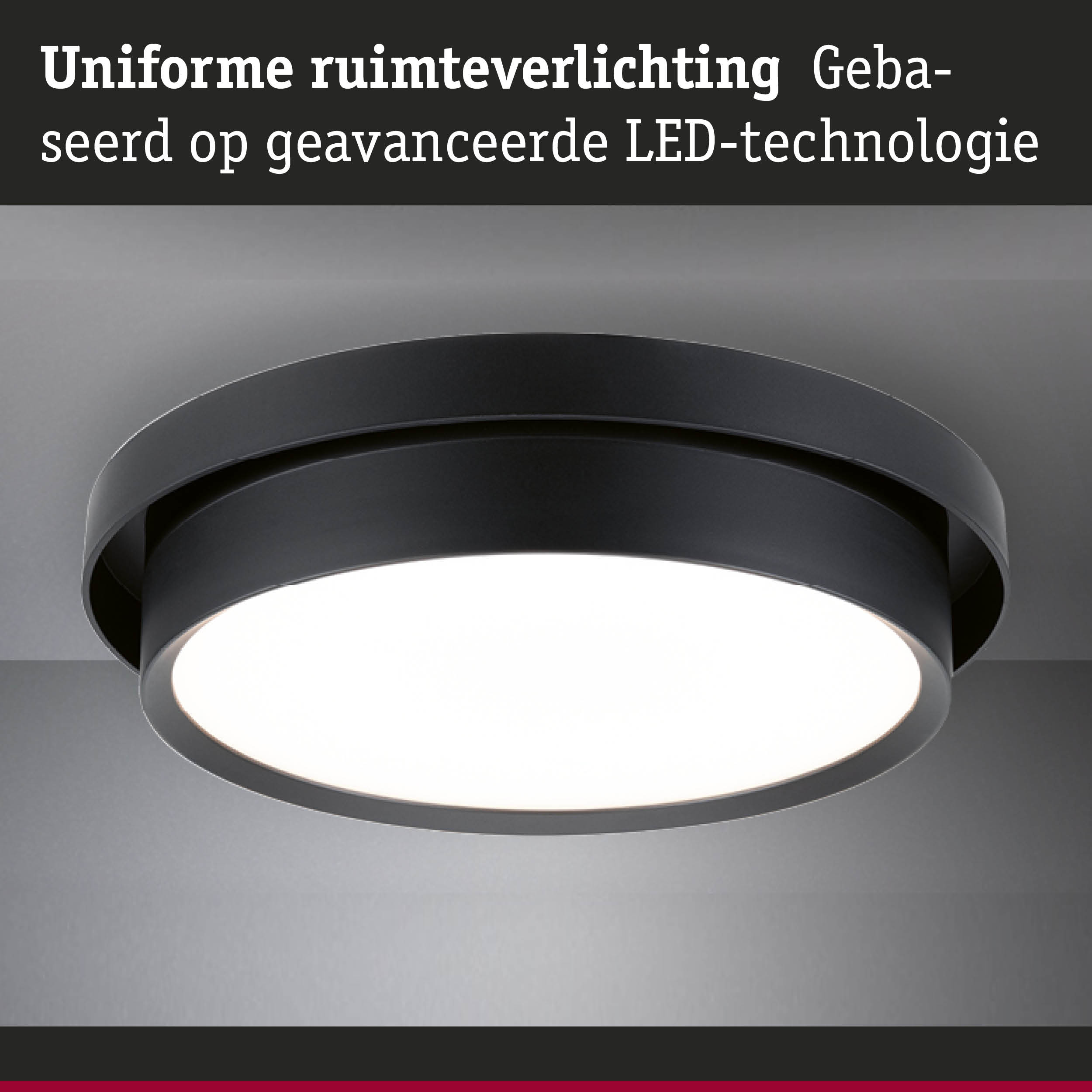 Zwarte LED-plafondlamp met gelijkmatige ruimteverlichting en modern design voor binnen