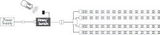 Wiring diagram with power supply, dimmer switch, and LED strips for lighting setup.