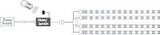 Wiring diagram with power supply, dimmer switch, and LED strips for lighting setup.
