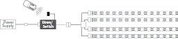 Wiring diagram with power supply, dimmer switch, and LED strips for lighting setup.