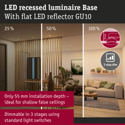 LED recessed luminaire Base with flat LED reflector GU10, 55 mm installation depth, 3-step dimmable lighting