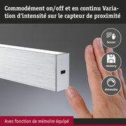Applique murale en aluminium argenté avec capteur, fonction mémoire et éclairage LED dimmable