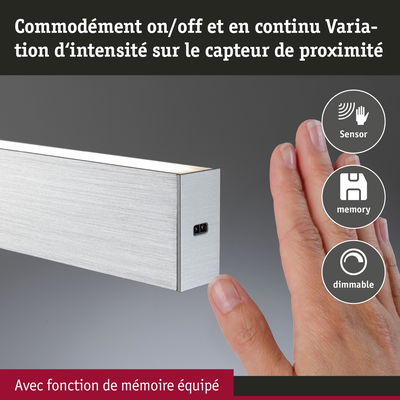 Applique murale en aluminium argenté avec capteur et fonction mémoire pour éclairage LED dimmable
