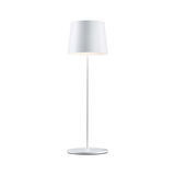 Lampadaire blanc en métal avec base ronde et abat-jour simple pour éclairage intérieur moderne