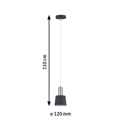 Modern anthracite metal pendant light with 110 cm length and 12 cm diameter for interior lighting