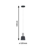 Suspension moderne en métal anthracite de 110 cm de long et 12 cm de diamètre pour éclairage intérieur