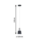 Black metal pendant light 110 cm long with 120 mm diameter for modern indoor lighting