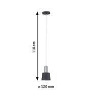 Schwarze Pendelleuchte aus Metall mit 110 cm Länge und 120 mm Durchmesser für moderne Innenbeleuchtung