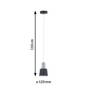 Schwarze Pendelleuchte aus Metall mit 110 cm Länge und 120 mm Durchmesser für moderne Innenbeleuchtung
