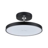 Round ceiling light in black metal with white diffuser for modern home lighting