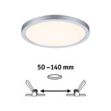 Plafonnier LED rond avec cadre en aluminium argenté et taille d'installation réglable 50-140 mm