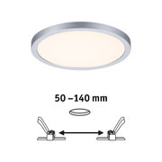Rundes LED-Deckenlicht mit silbernem Aluminiumrahmen und einstellbarem Einbaumaß 50-140 mm