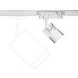 Projecteur LED Kratos ProRail blanc avec comparaison de taille et fixation sur rail pour éclairage flexible