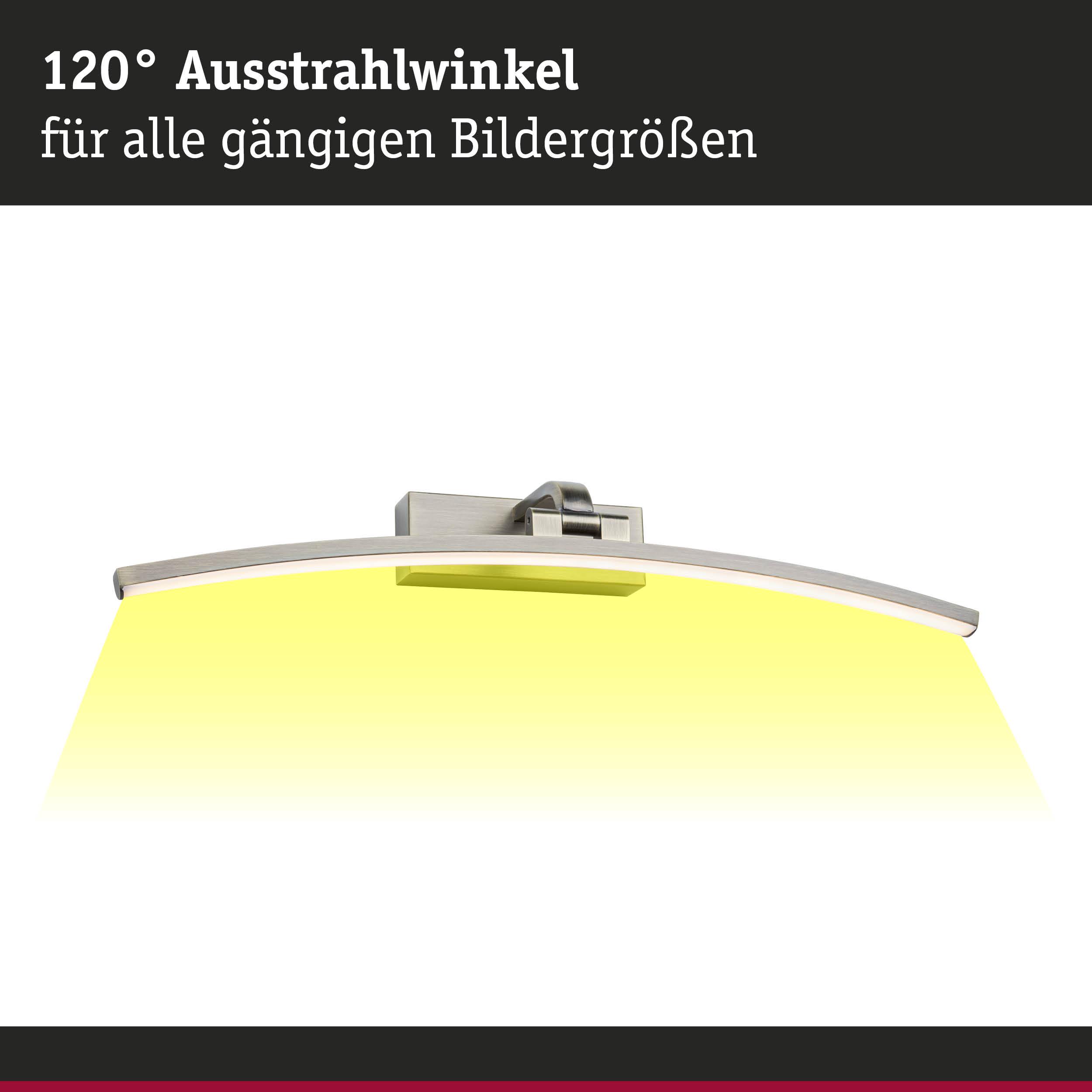 Gebogene LED-Wandleuchte aus gebürstetem Metall mit 120° Ausstrahlwinkel und warmweißem Licht