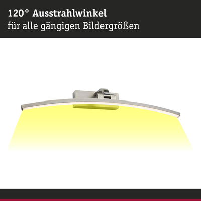 Gebogene LED-Wandleuchte aus gebürstetem Metall mit 120° Ausstrahlwinkel und warmweißem Licht