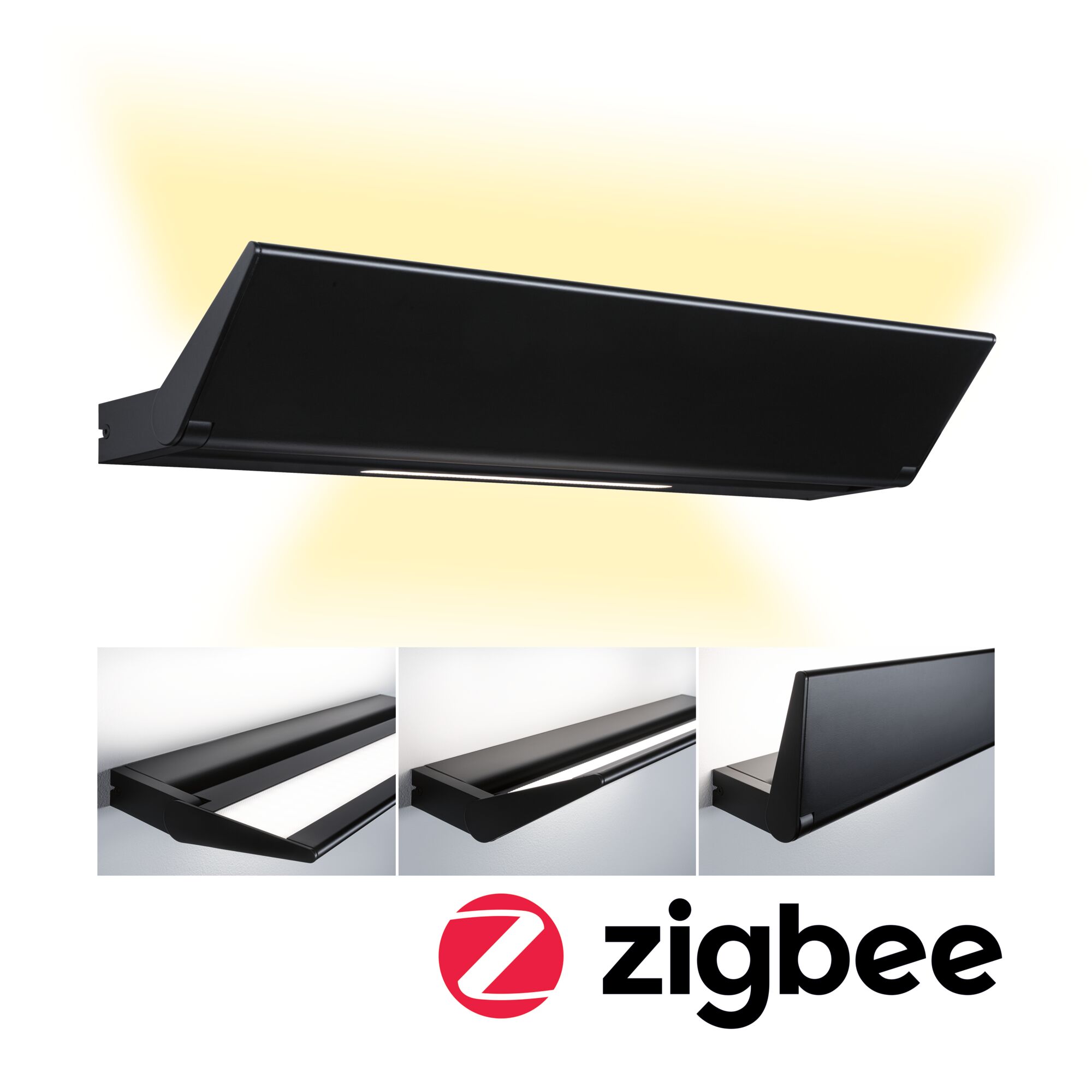 Applique murale LED noire en métal avec lumière blanc chaud et fonction Zigbee pour éclairage intelligent