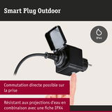 Prise intelligente extérieure noire IP44 avec interrupteur direct pour commande étanche