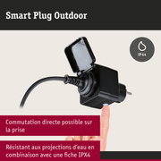 Prise intelligente extérieure noire avec protection IP44 et couvercle étanche pour éclairage jardin
