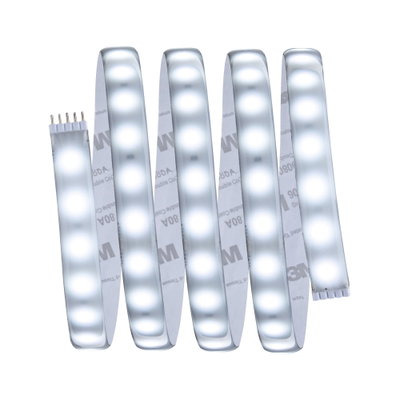 Fleksibel LED-lysskinne med hvide LED'er og selvklæbende bagside til alsidig belysning.
