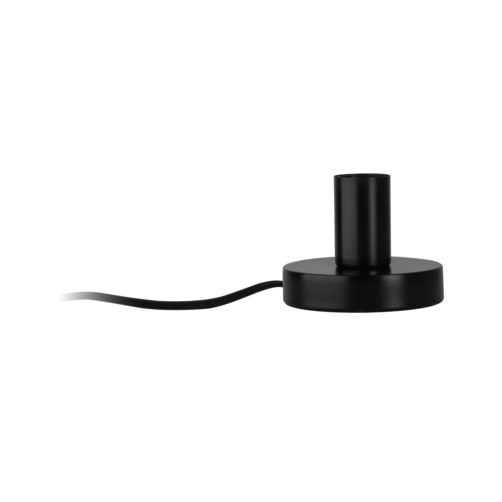 Zwarte ronde metalen lampfitting met kabel voor LED-verlichting, minimalistisch ontwerp
