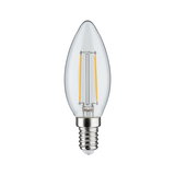 Heldere LED-kaarslamp met E14-fitting en zichtbare gele filamenten voor decoratieve verlichting