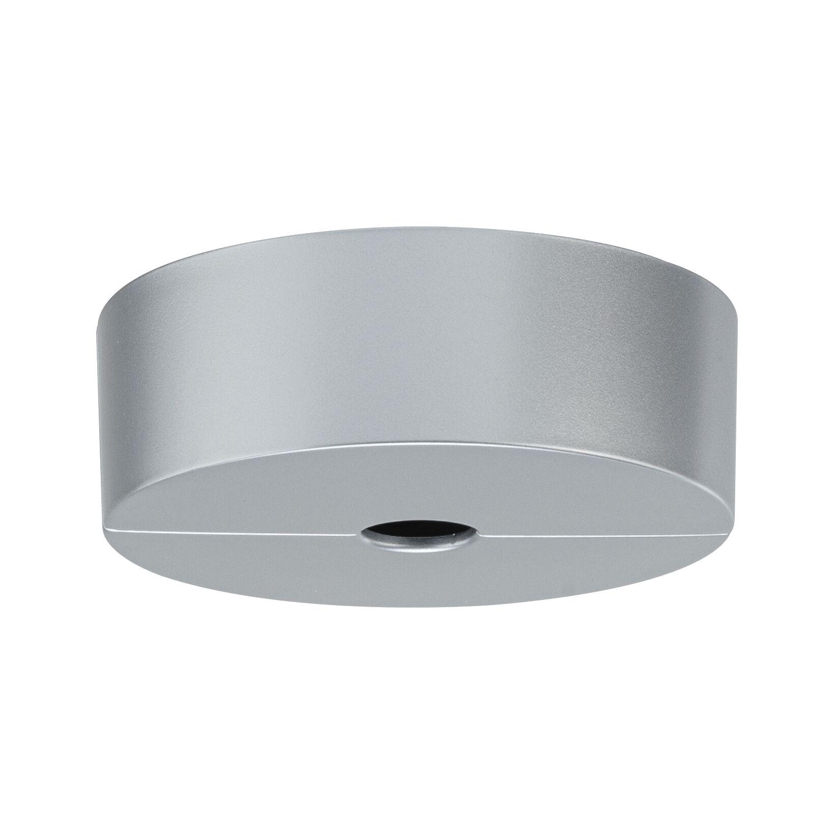 Round grey aluminium housing with central opening for LED lighting, modern design fixture