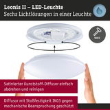 Leonis II LED-Leuchte mit satiniertem Kunststoff-Diffusor in Weiß und IK03 Stoßfestigkeit für Wohnraumbeleuchtung