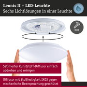 Weiße Leonis II LED-Deckenleuchte mit satiniertem Kunststoff-Diffusor und IK03 Stoßfestigkeit
