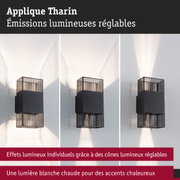 Applique murale Tharin en métal noir avec cônes lumineux réglables et lumière blanche chaude