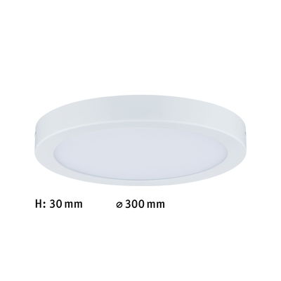 Plafonnier LED rond et plat blanc de 30 mm de hauteur et 300 mm de diamètre pour pièces à vivre
