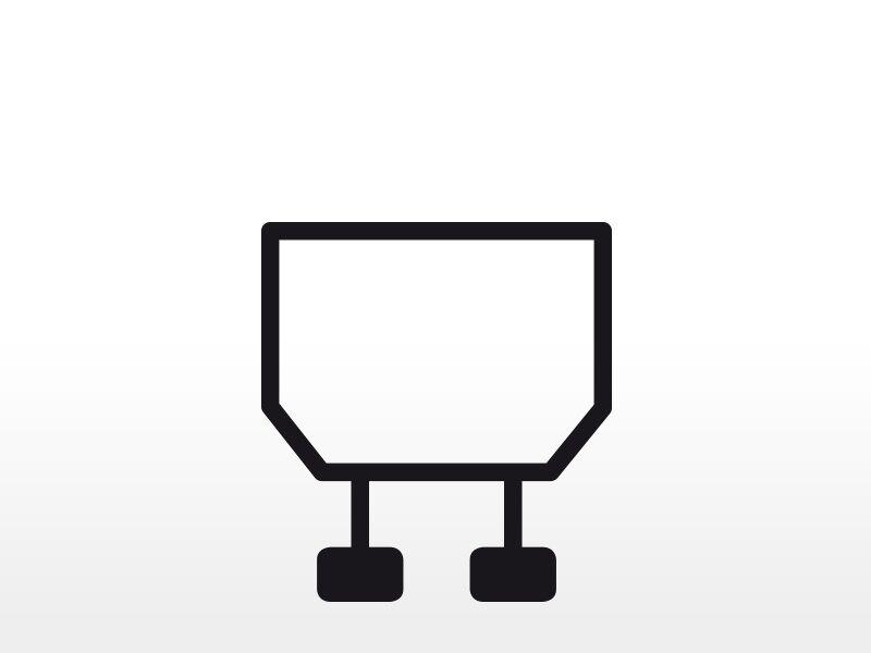 Icon of GU10 base, black schematic light bulb symbol on white background