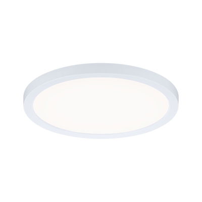 Round white LED ceiling light with matte plastic frame for modern room lighting solutions