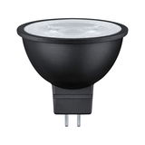 Black LED reflector lamp with glass lens and GU5.3 base for energy-efficient lighting