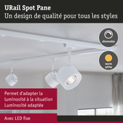 Spot LED URail Spot Pane blanc avec lumière blanche chaude dimmable fixé au plafond