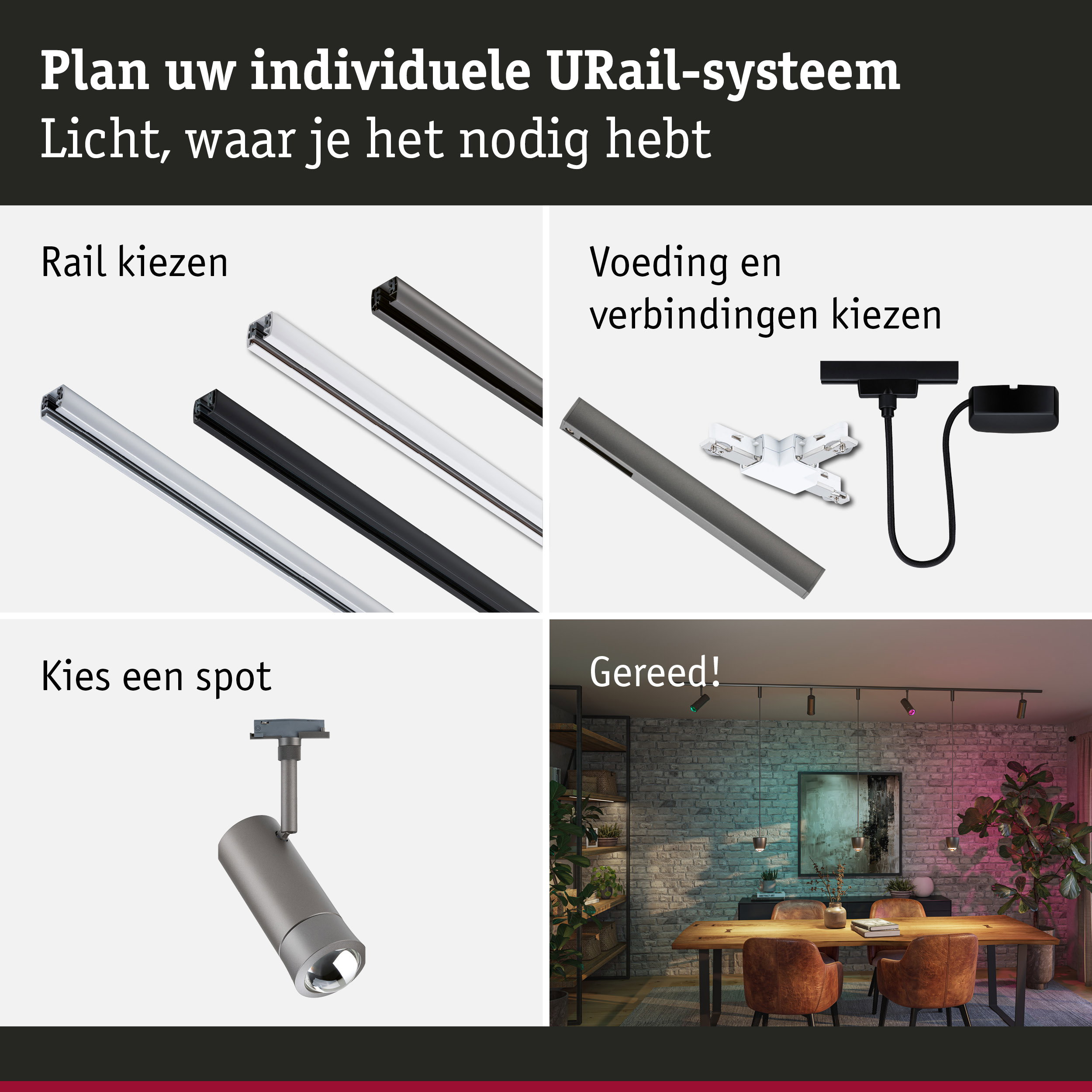 URail Spot Smart Home Zigbee 3.0 Tarie RGBW 230lm 4,5W RGBW+ dimbaar 230V Titaanium