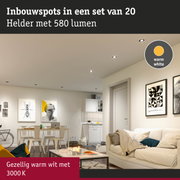Set van 20 inbouwspots in warm wit 3000K, 580 lumen voor gezellige sfeerverlichting