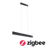 Modern black fabric LED pendant light with Zigbee smart control for connected lighting solutions